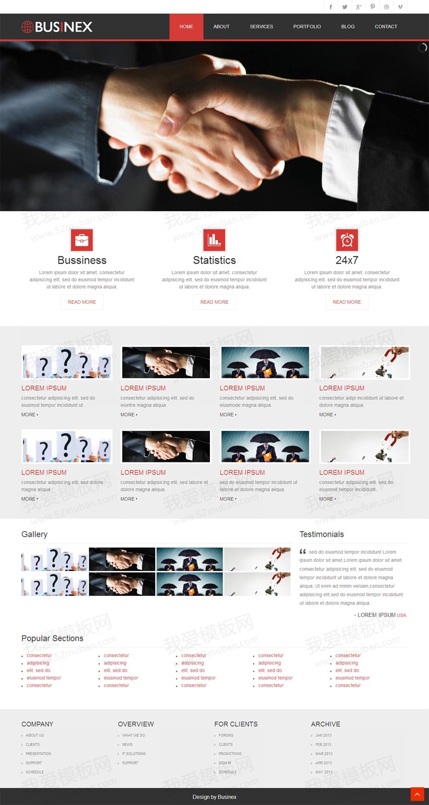 扁平风格的响应式网站设计商务网站模板html下载